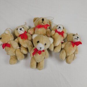 6 Teddy Bear Plush Christmas Ornament CAFI Hauppauge NY Articulate Limbs Posing